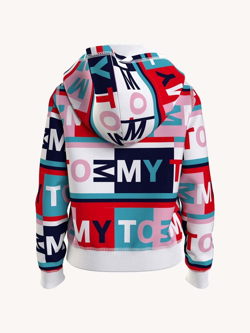 Lány Tommy Hilfiger Tommy Print Zip Hoodies Színes | HU 1792LIS